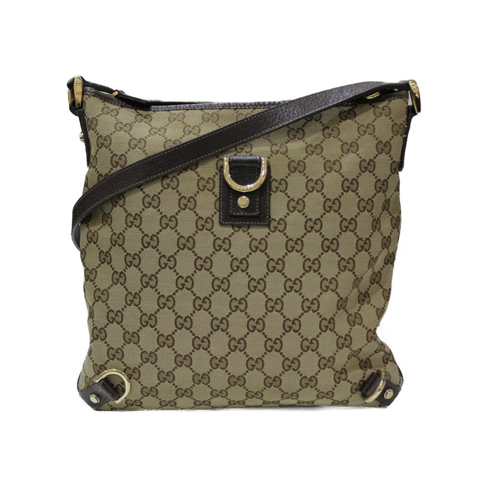 GUCCI Abbey Shoulder Bag GG Canvas Leather Beige Tan Brown